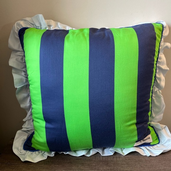 Anthropologie Pernille Rosenkilde Embroidered Pillow Floral Ruffled 18 x 18 - Picture 7 of 12